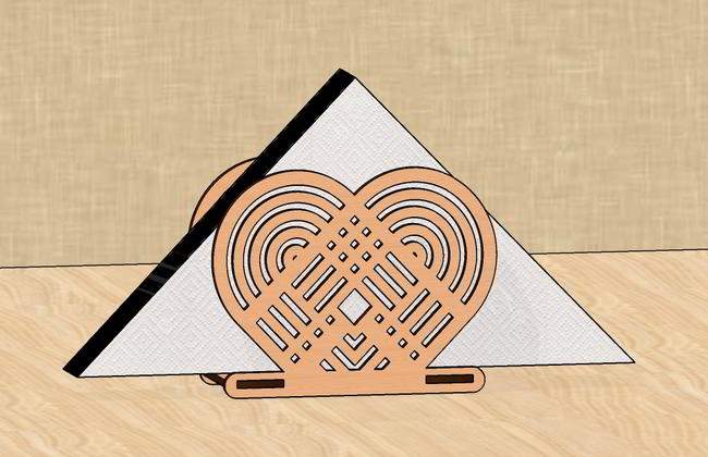 Laser Cut Heart Shaped Napkin Holder Free Vector File