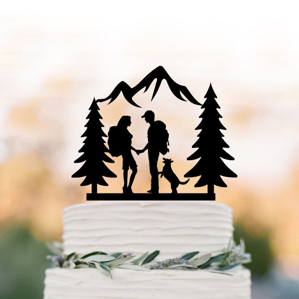 Laser Cut Hiking Wedding Couple Cake Topper Free Vector File