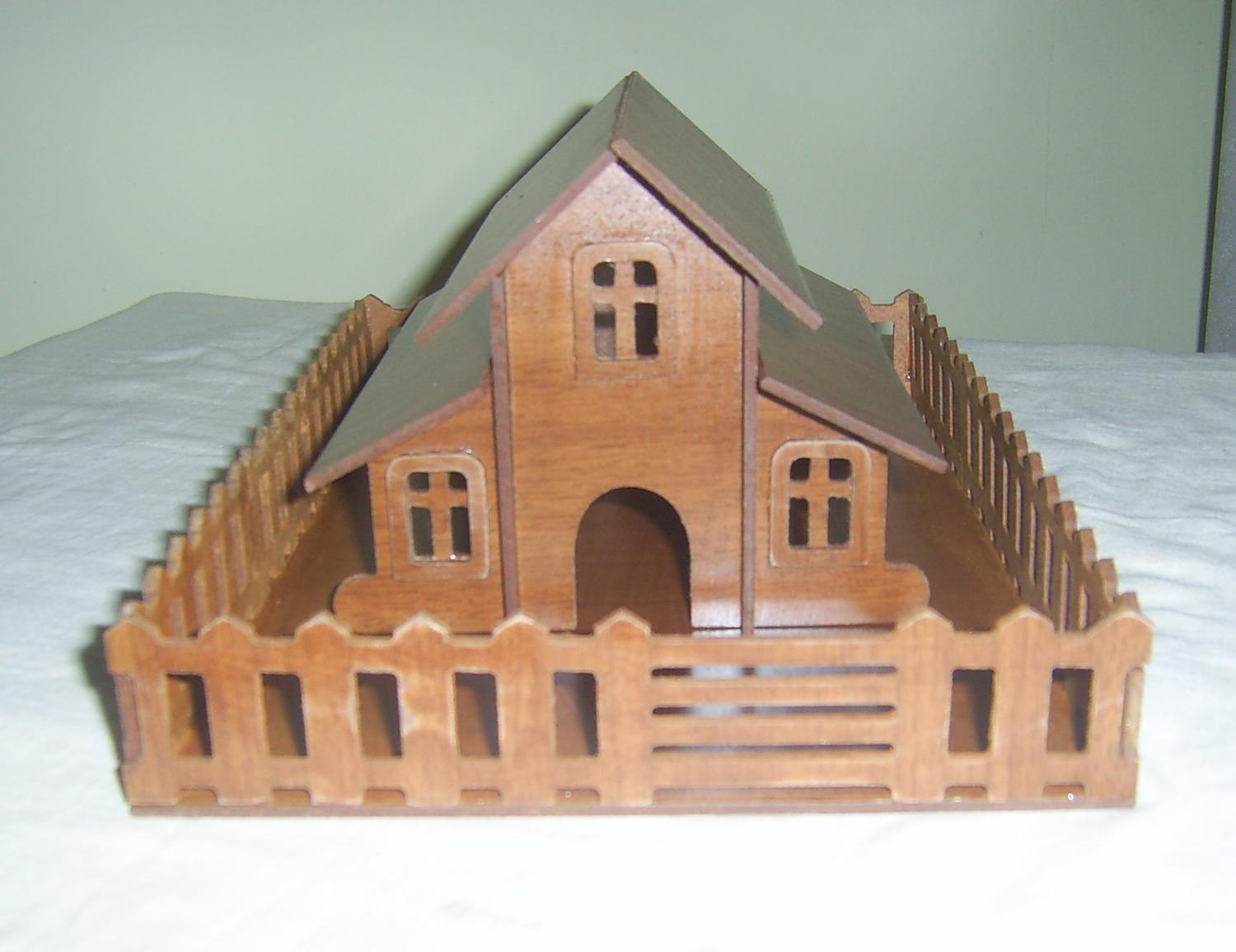 Laser Cut Home With Fence Free DXF File