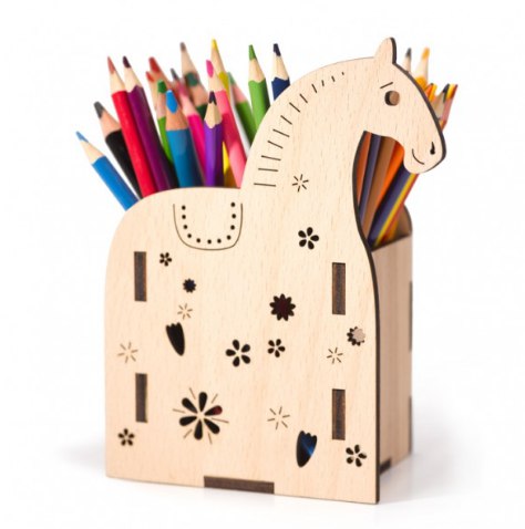 Laser Cut Horse Pen Holder Free Vector File