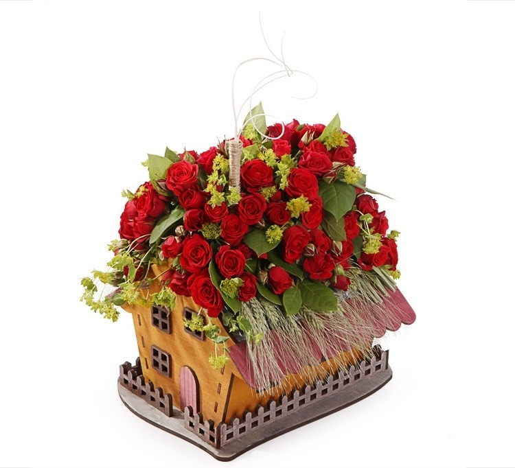 Laser Cut House Shaped Flower Box Valentine Day Decorations Free Vector File