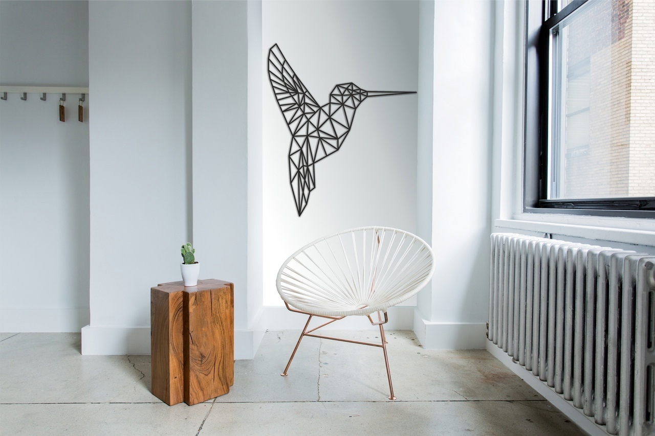 Laser Cut Hummingbird Geometric Polygonal Modern Wall Art Free Vector File