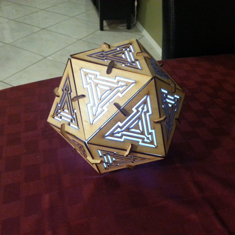Laser Cut Icosahedron Lamp Free Vector File