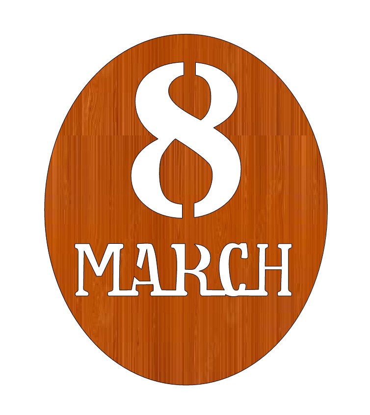 Laser Cut International Womens Day 8 March Oval Shaped Wood Tag Women Day Free Vector File