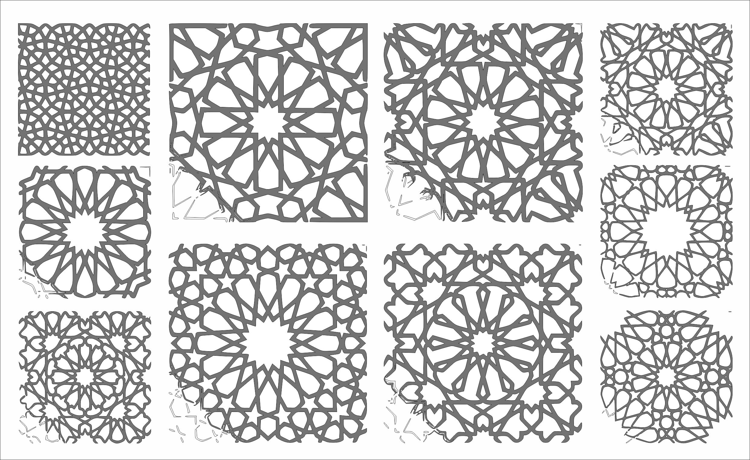 Laser Cut Islamic Scrollwork Drawing Room Jali Separator Seamless Pattern Free DXF File