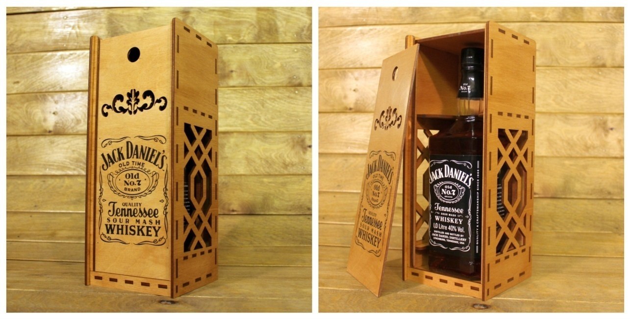 Laser Cut Jack Daniels Whisky Wooden Box Free Vector File