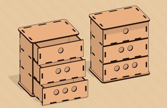 Laser Cut Jewelry Box Chest Of Drawers Free Vector File