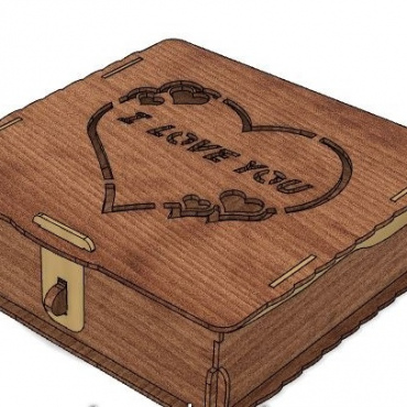 Laser Cut Jewelry Box I Love You Layout Free DXF File