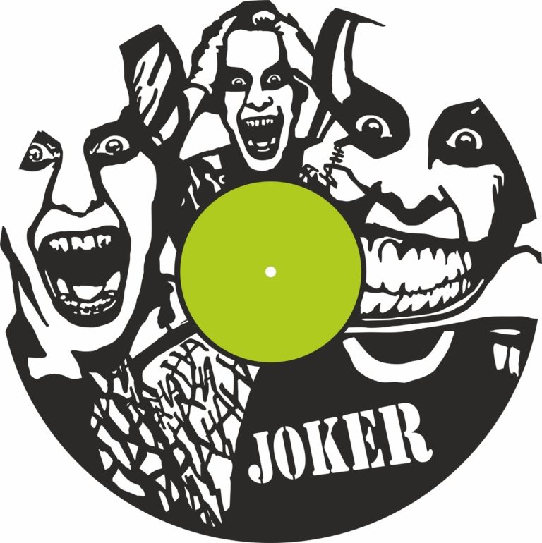 Laser Cut Joker Vinyl Record Wall Clock Template Free Vector File