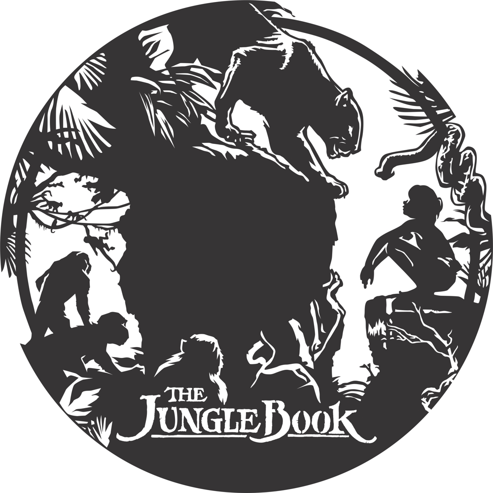 Laser Cut Jungle Book Wall Clock Kids Room Decor Free Vector File