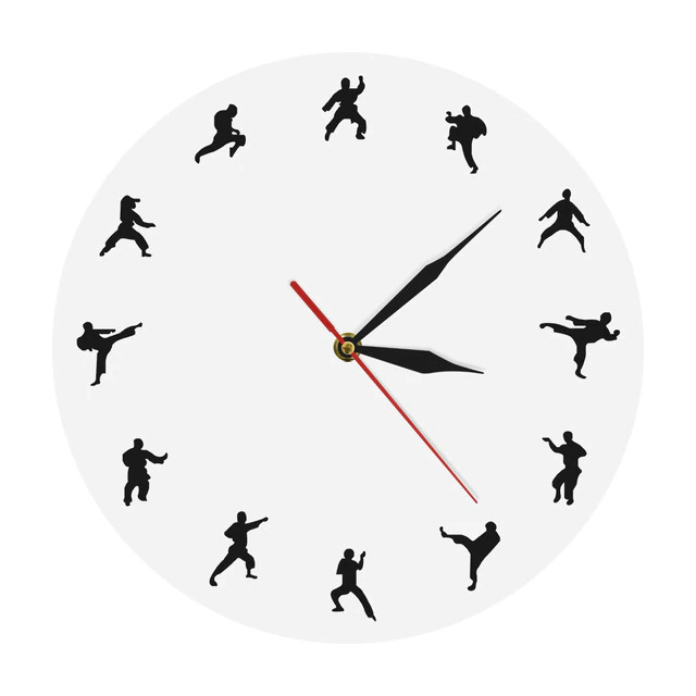 Laser Cut Karate Wall Clock Martial Arts Fighting Sports Kung Fu Wall Decor Free Vector File