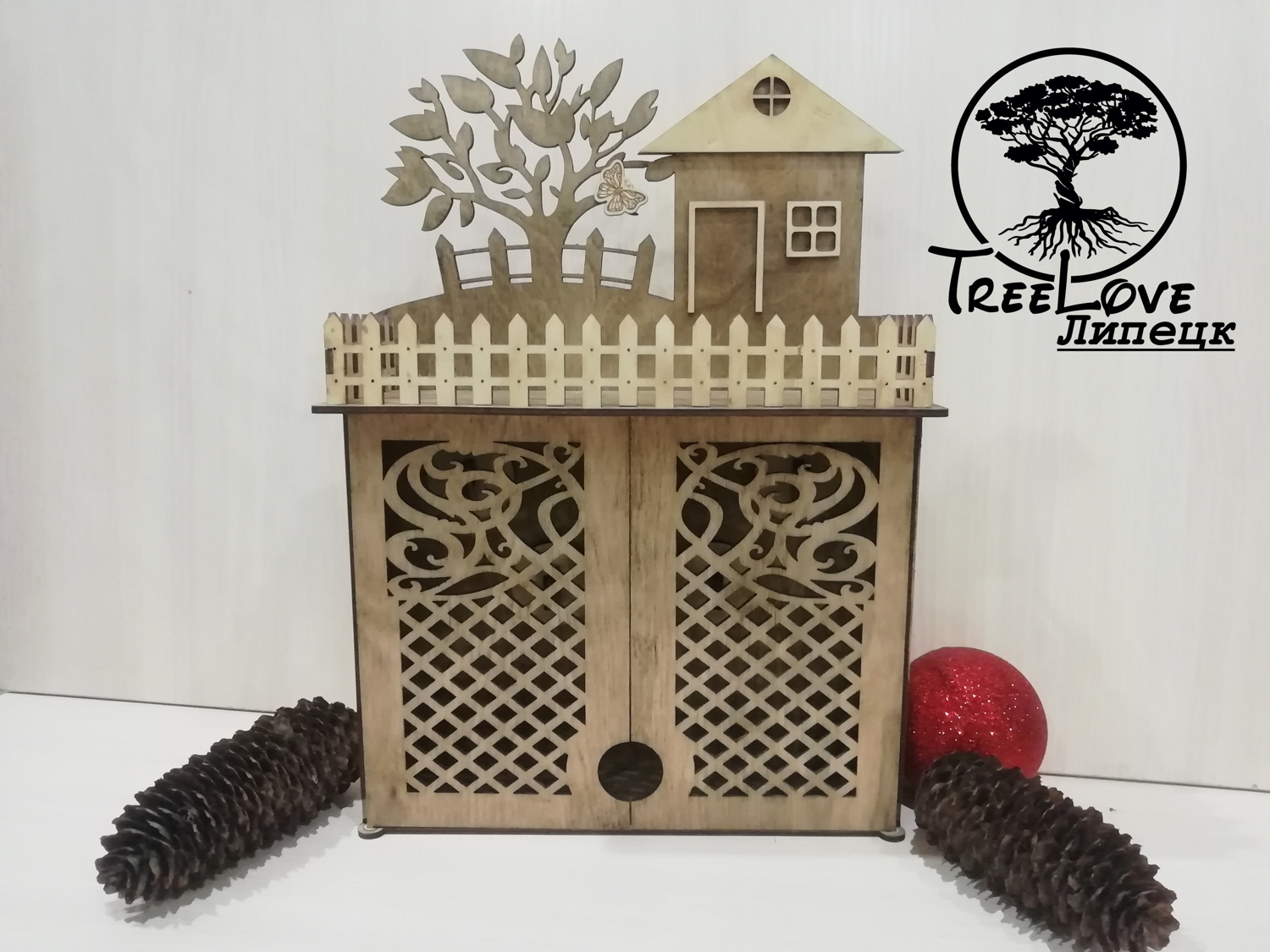 Laser Cut Key Cabinet Wooden Key Holder Box Wall Mounted Decorative Key Rack 3mm Free Vector File