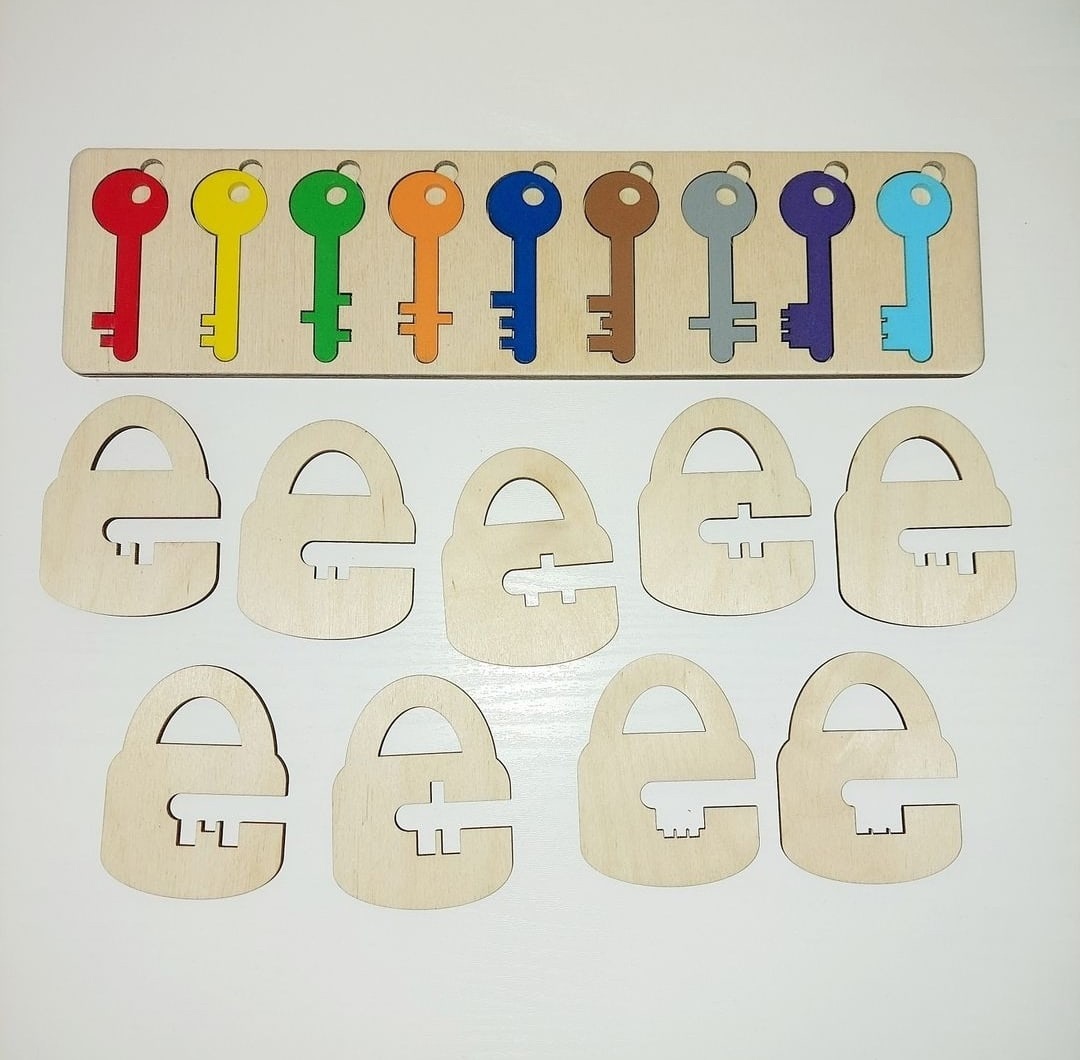 Laser Cut Kids Learning Toys Keys And Locks Free Vector File