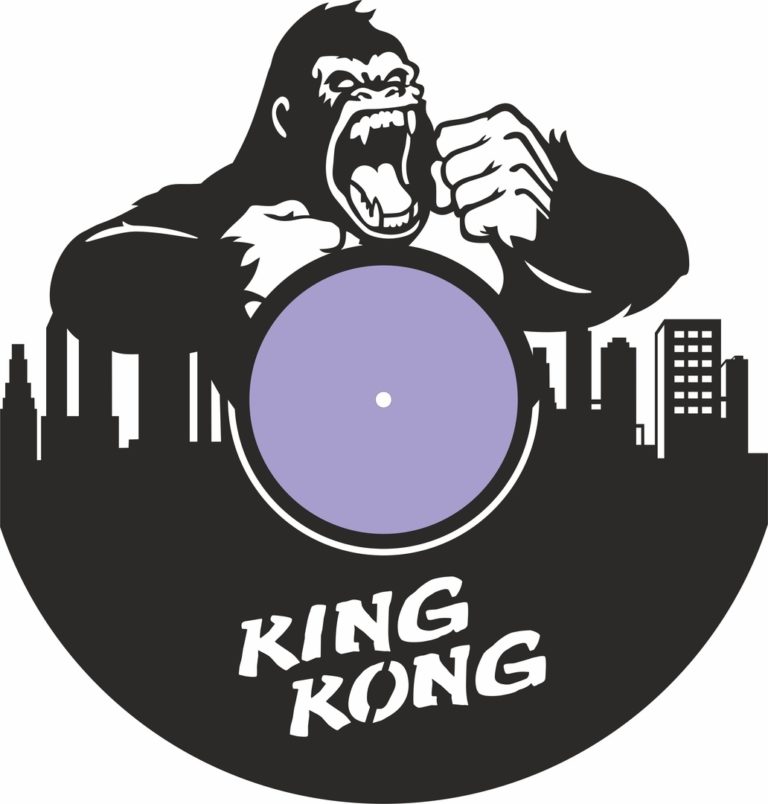 Laser Cut King Kong Vinyl Record Wall Clock Free Vector File