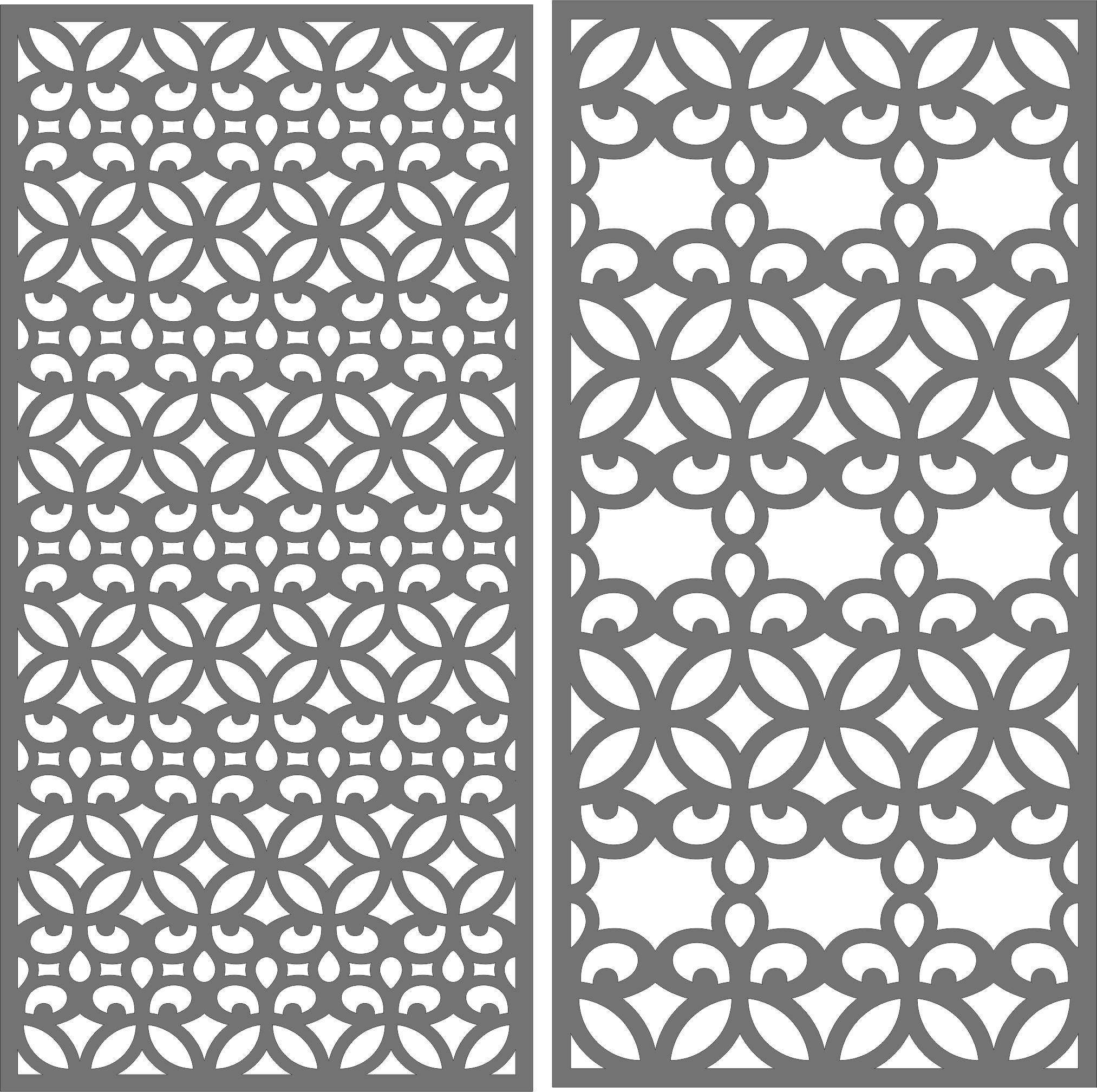 Laser Cut Kitchen Partition Seamless Floral Jali Panel Free DXF File