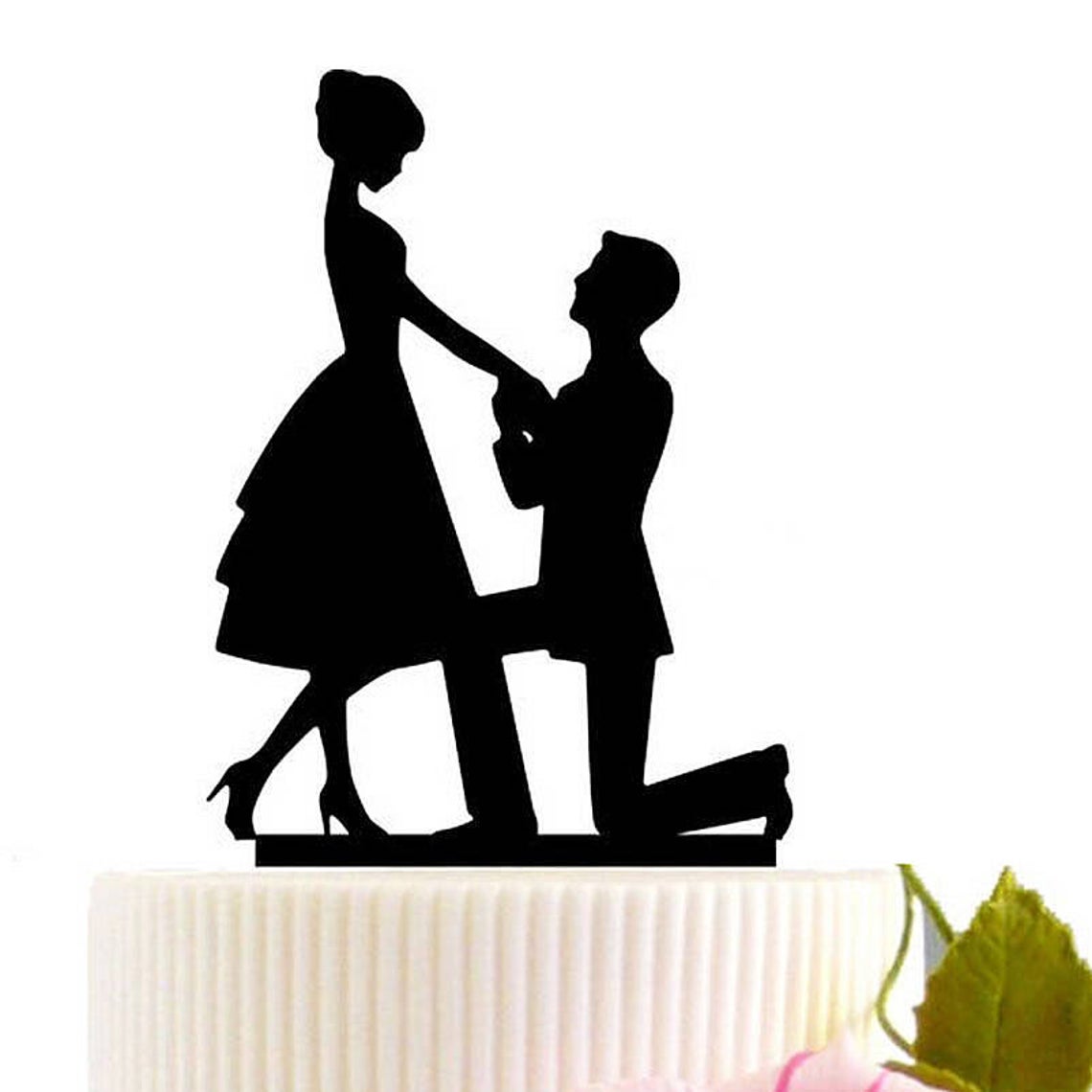 Laser Cut Kneel To Propose Wedding Cake Topper Free Vector File