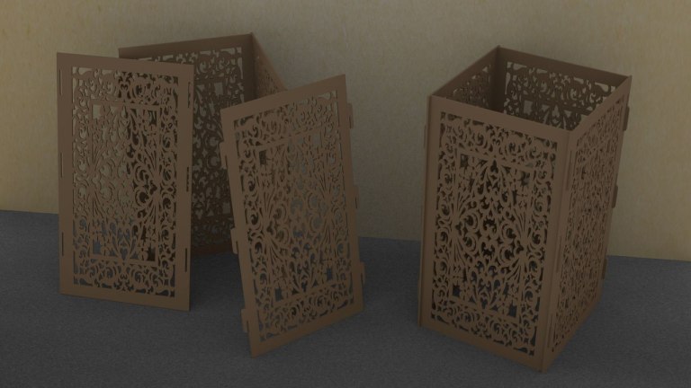 Laser Cut Layout For Cuboid Table Lamp Free Vector File