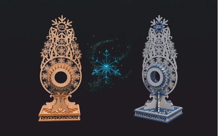 Laser Cut Layout Of Stand For Snowflakes Watch Free Vector File