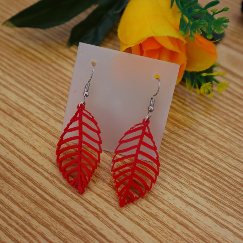 Laser Cut Leaf Acrylic Summer Earrings Free DXF File
