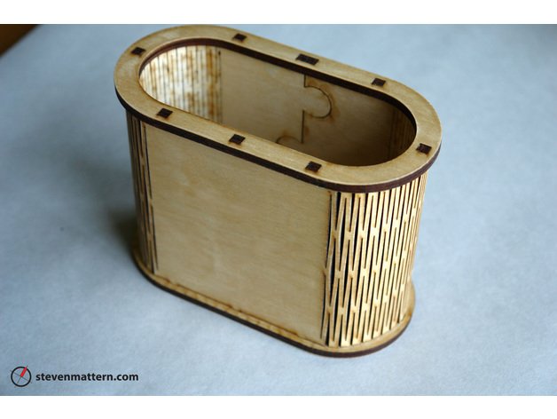 Laser Cut Living Hinge Container Pen Holder Free DXF File