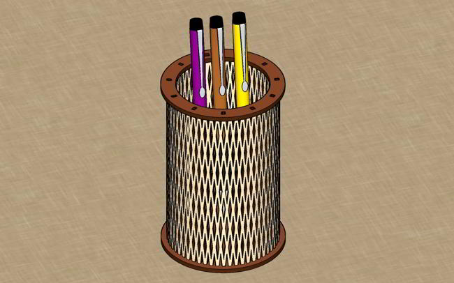 Laser Cut Living Hinge Pen Holder Pattern Pencil Box Template Free Vector File