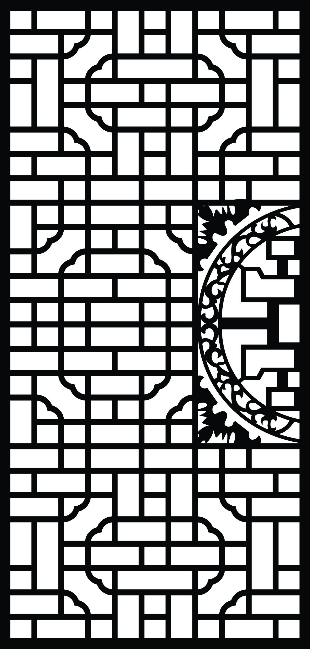 Laser Cut Living Room Floral Lattice Stencil Separator Seamless Pattern Free DXF File