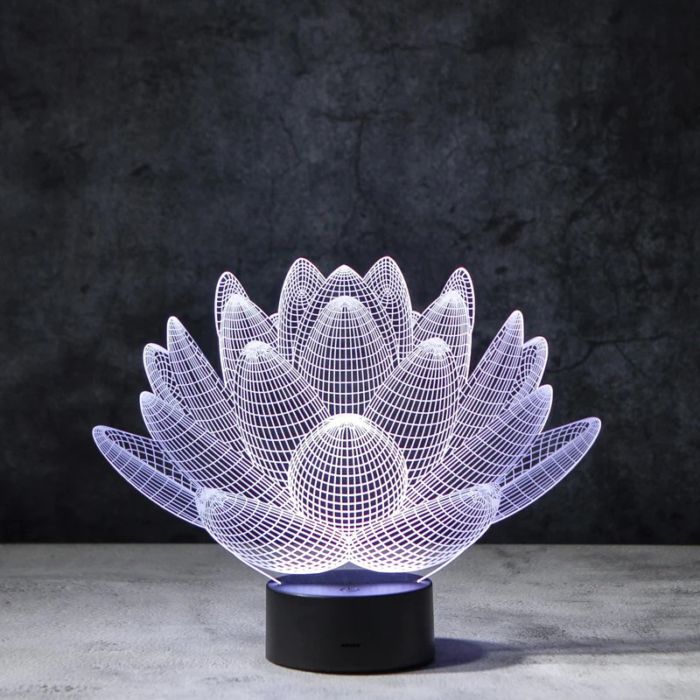 Laser Cut Lotus 3d Illusion Lamp Free Vector File