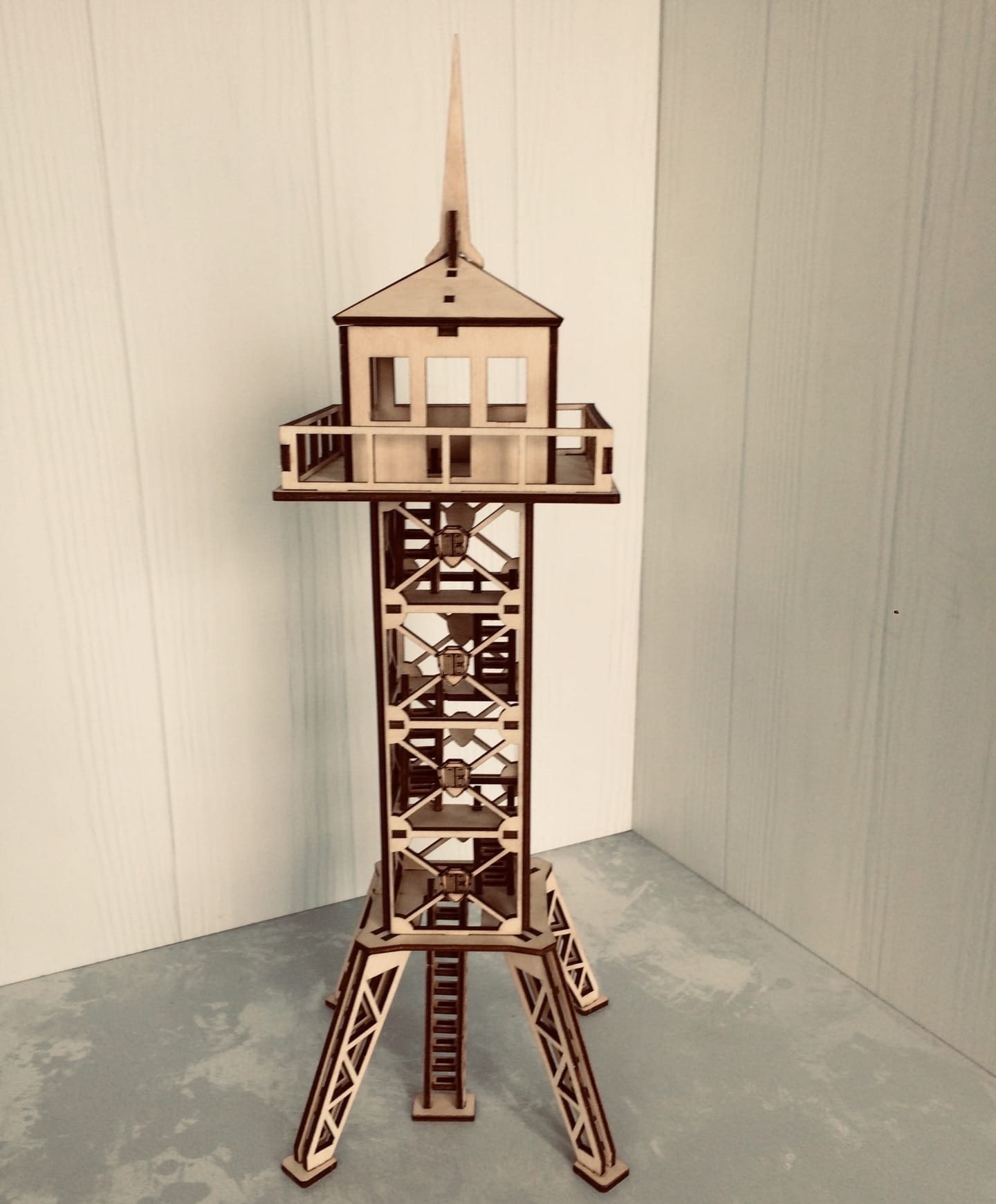 Laser Cut Military Observation Tower 3d Wooden Model Free Vector File