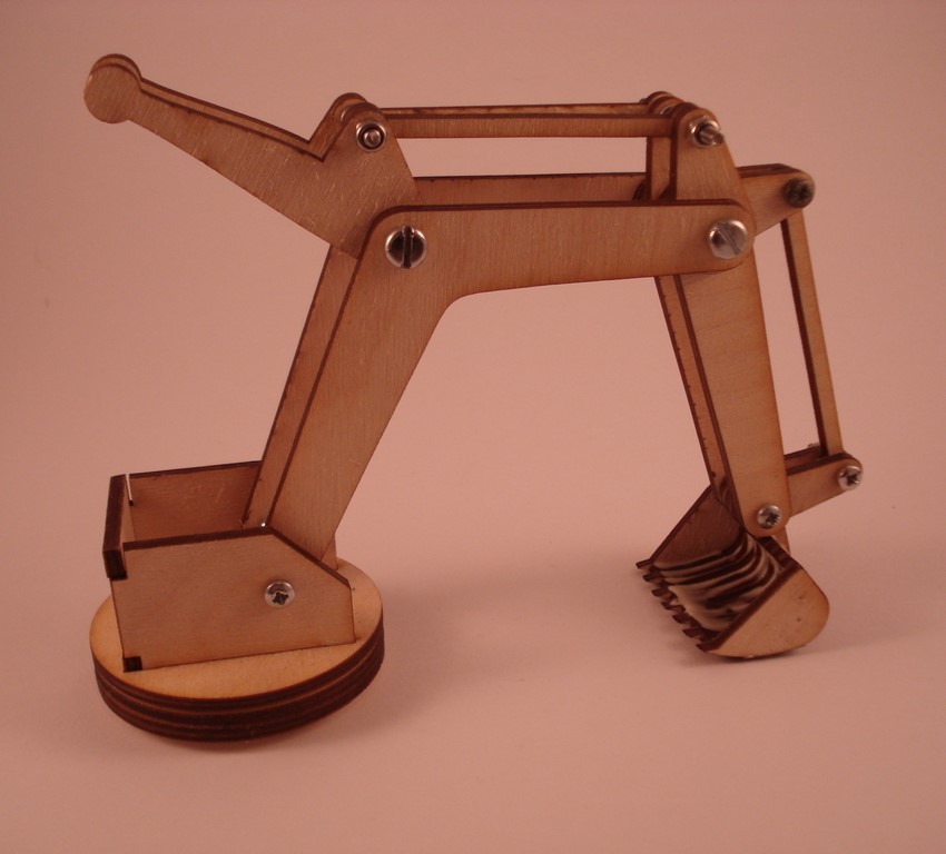Laser Cut Mini Excavator Digger Toy Free Vector File