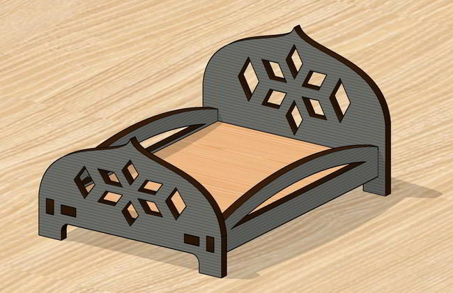 Laser Cut Miniature Bed For Barbie Doll Free DXF File