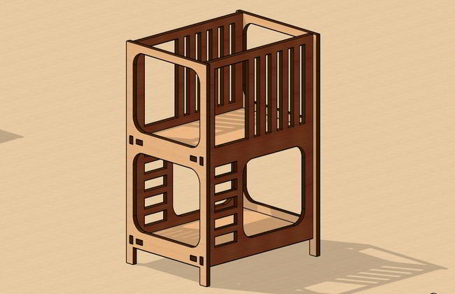 Laser Cut Miniature Bunk Bed Dollhouse Furniture Free DXF File