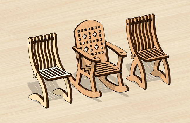 Laser Cut Miniature Chairs Set Kids Toy Free Vector File