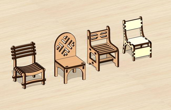 Laser Cut Miniature Classroom Chairs Set Free Vector File