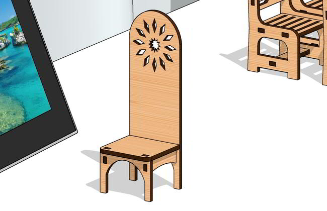 Laser Cut Miniature Dining Chair Kids Toy Free DXF File