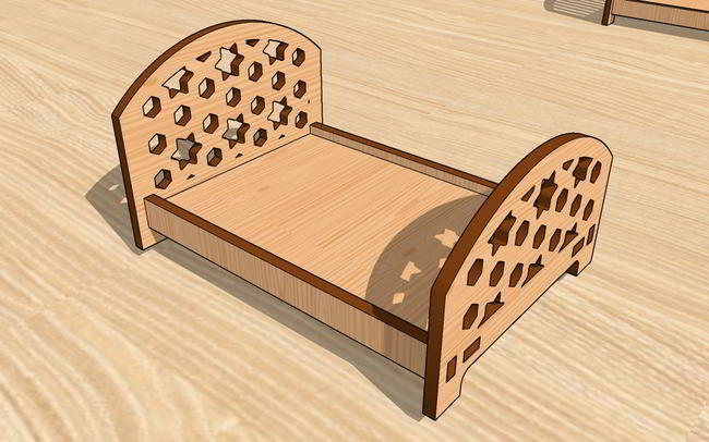 Laser Cut Miniature Furniture Bed For Dollhouse Free Vector File