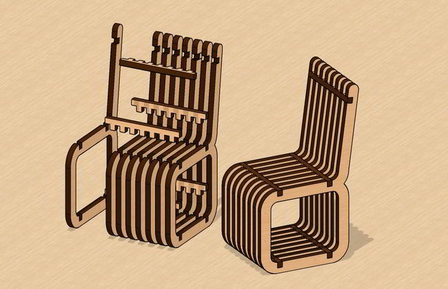 Laser Cut Miniature Parametric Chair Free Vector File