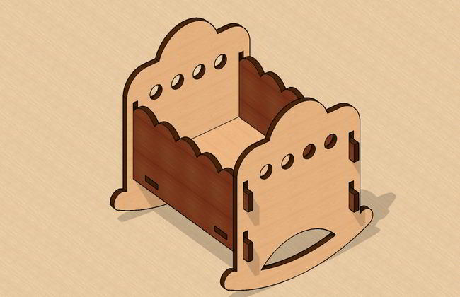 Laser Cut Miniature Rocking Doll Cradle Free DXF File