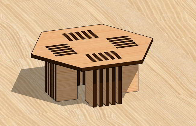 Laser Cut Miniature Table Dollhouse Furniture Toy Free DXF File