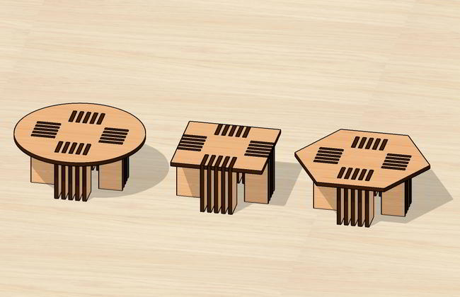 Laser Cut Miniature Tables Set Kids Toy Free Vector File