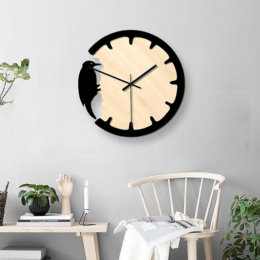 Laser Cut Model Of A Clock With A Woodpecker Free Vector File