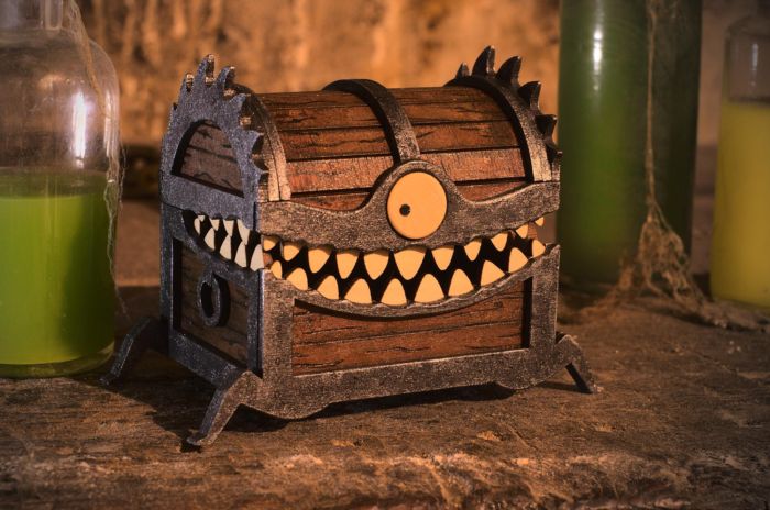 Laser Cut Monster Treasure Chest Free Vector File