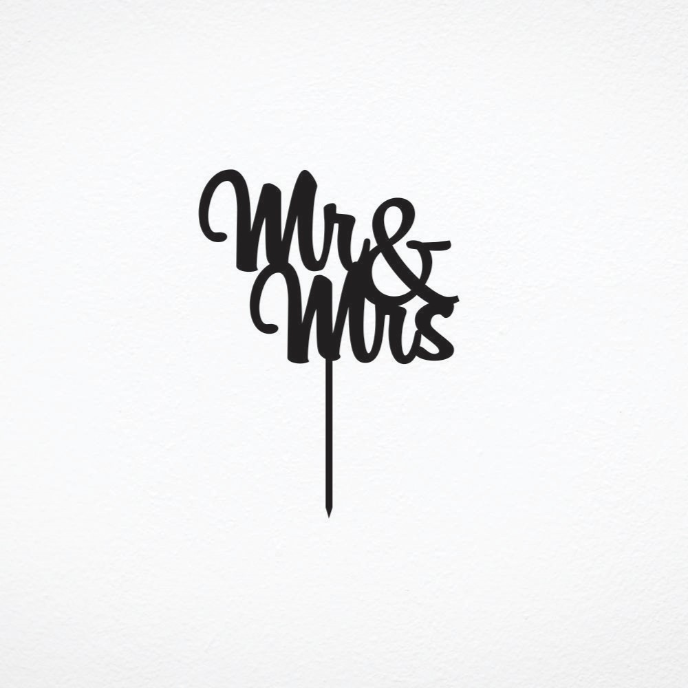 Laser Cut Mr Mrs Cake Topper Free Vector File