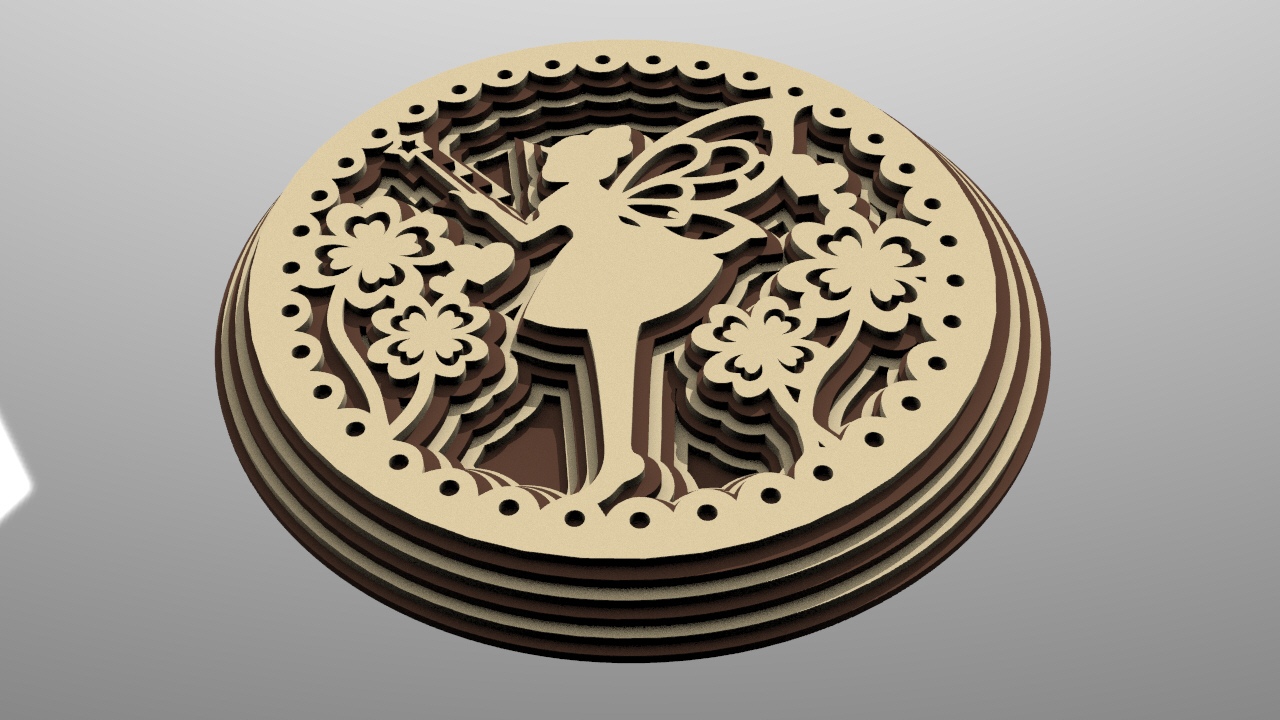 Laser Cut Multilayer Fairy Ornament Free Vector File