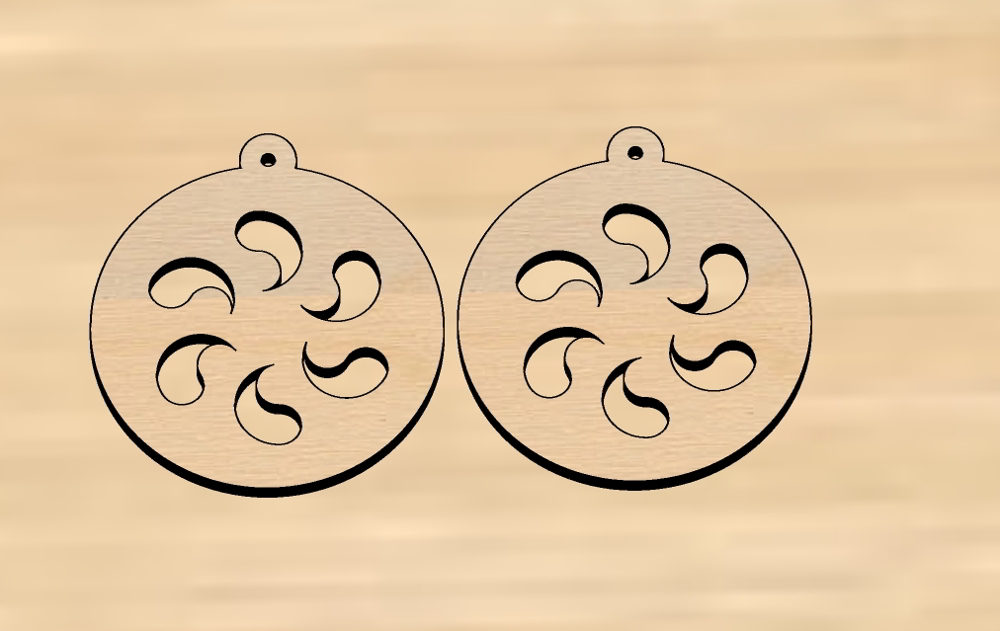Laser Cut Natural Wood Dangle Earrings Free Vector File