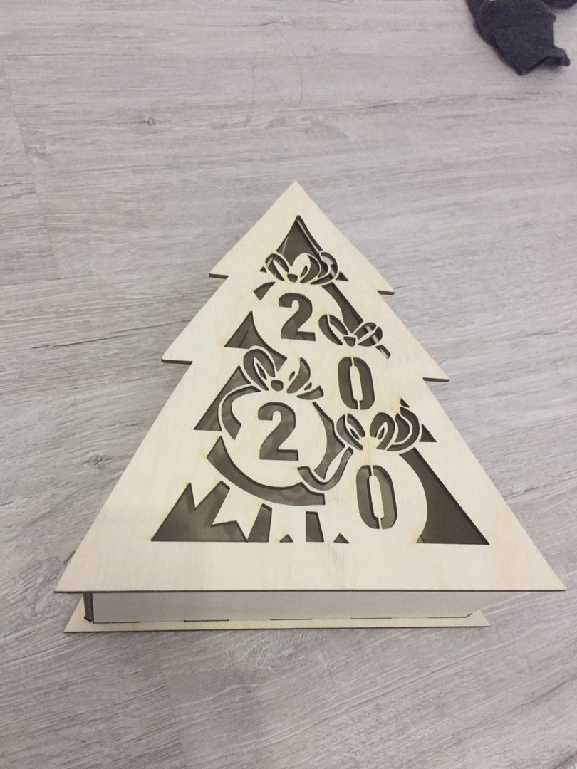 Laser Cut New Year Tree Shape Box Free Vector File
