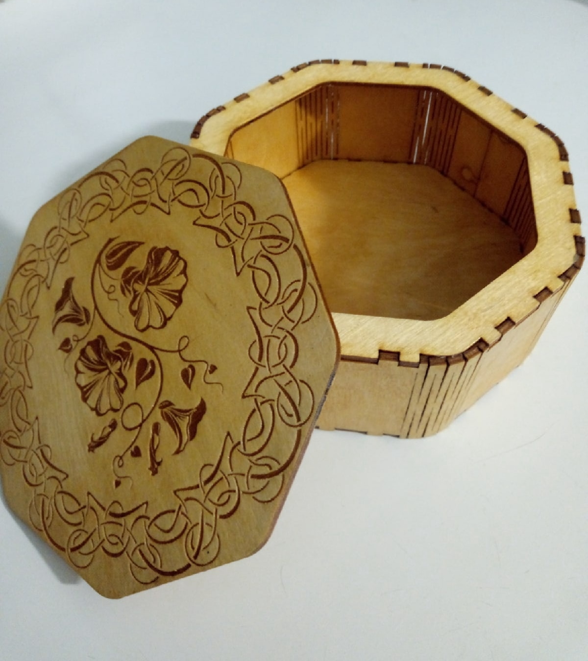 Laser Cut Octagon Wooden Box Free DXF File