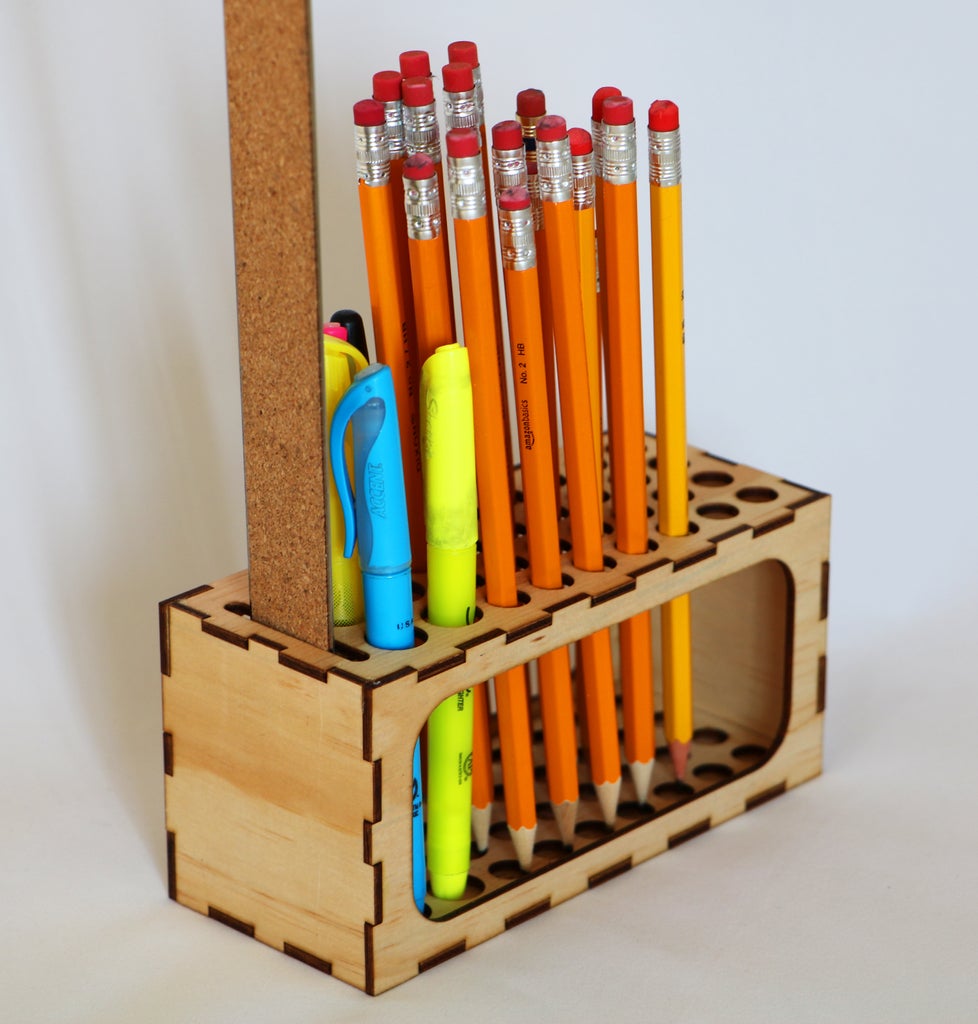 Laser Cut Office Desk Pen Ruler Pencil Holder 3mm Free DXF File