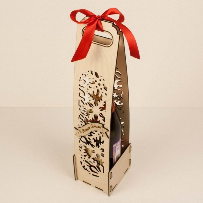 Laser Cut One Bottle Wine Gift Box Free Vector File