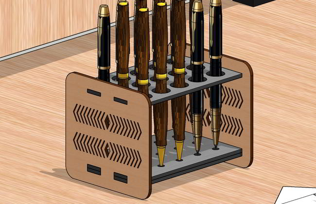 Laser Cut Organizer For Pen Pencil Free Vector File