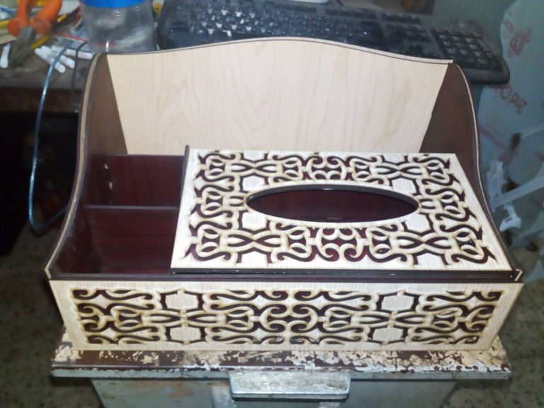 Laser Cut Organizer With Tissue Box Free DXF File